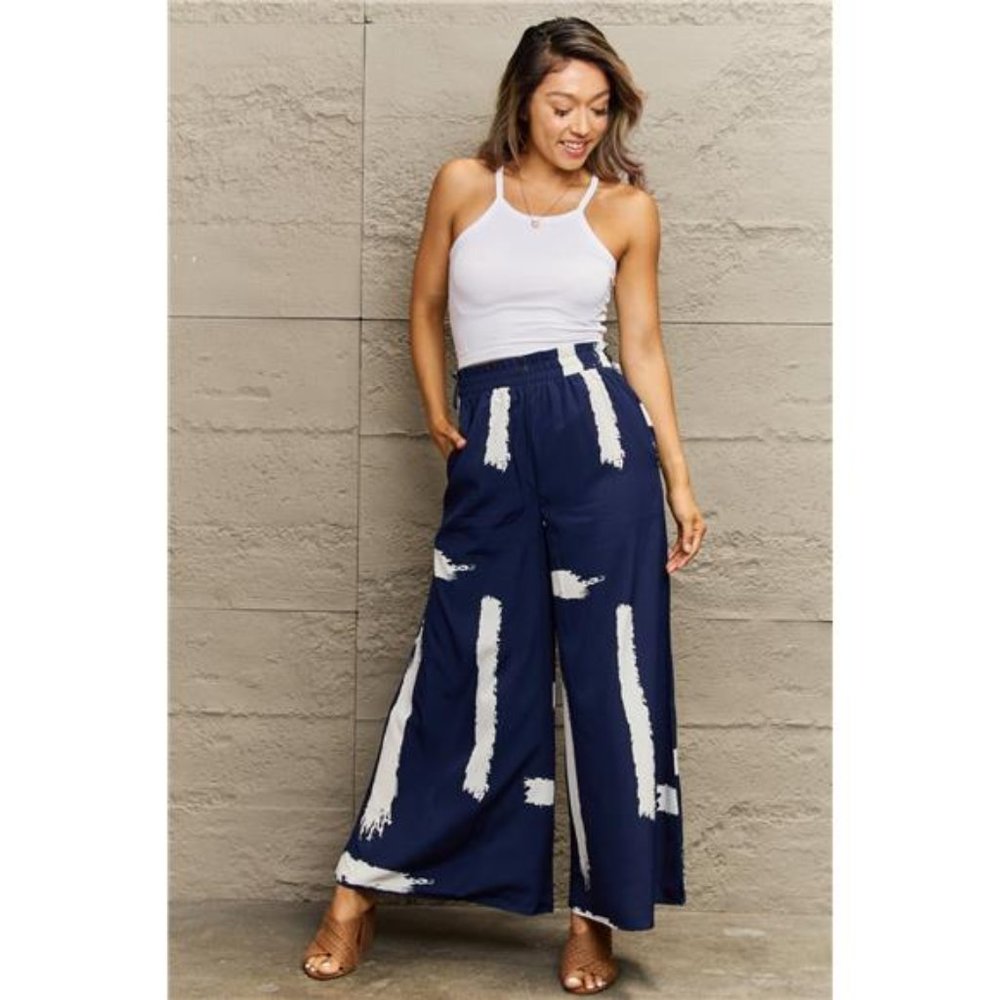 Printed Wide Leg Long Pants